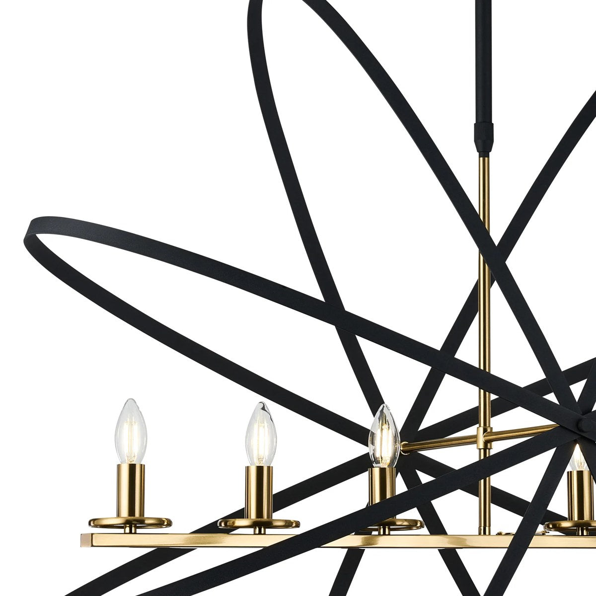 Regent Reims 6 Light 1150mm Oval Pendant / Semi Ceiling Light - Gold / Black