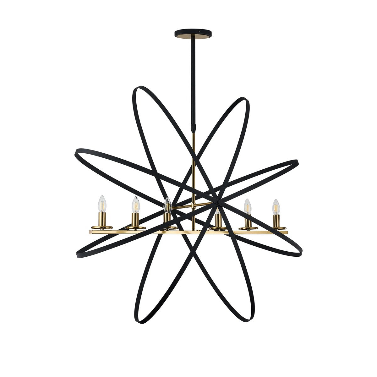 Regent Reims 6 Light 1150mm Oval Pendant / Semi Ceiling Light - Gold / Black