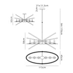 Regent Reims 6 Light 1150mm Oval Pendant / Semi Ceiling Light - dimensions