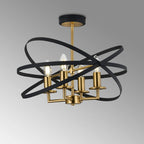 Regent Reims 4 Light 460mm Adjustable Rings Semi Flush Ceiling Light - Gold / Black