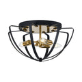 Regent Reims 3 Light 400mm E14 Flush Ceiling Light - Gold / Black