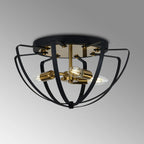 Regent Reims 3 Light 400mm E14 Flush Ceiling Light - Gold / Black