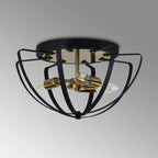 Regent Reims 3 Light 400mm E14 Flush Ceiling Light - Gold / Black