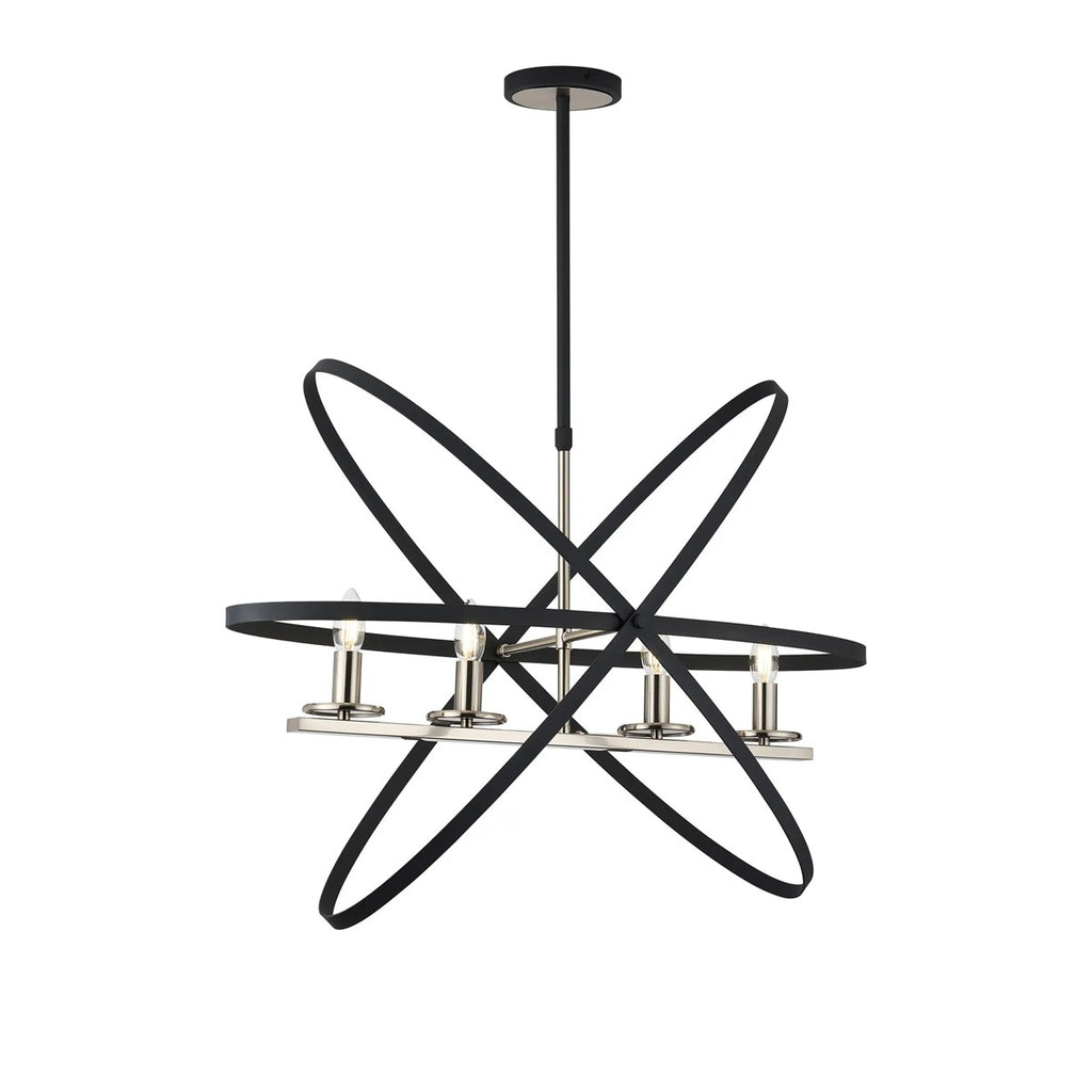 Regent Reims 4 Light Adjustable Rings Pendant 850mm - Satin Nickel / Anthracite