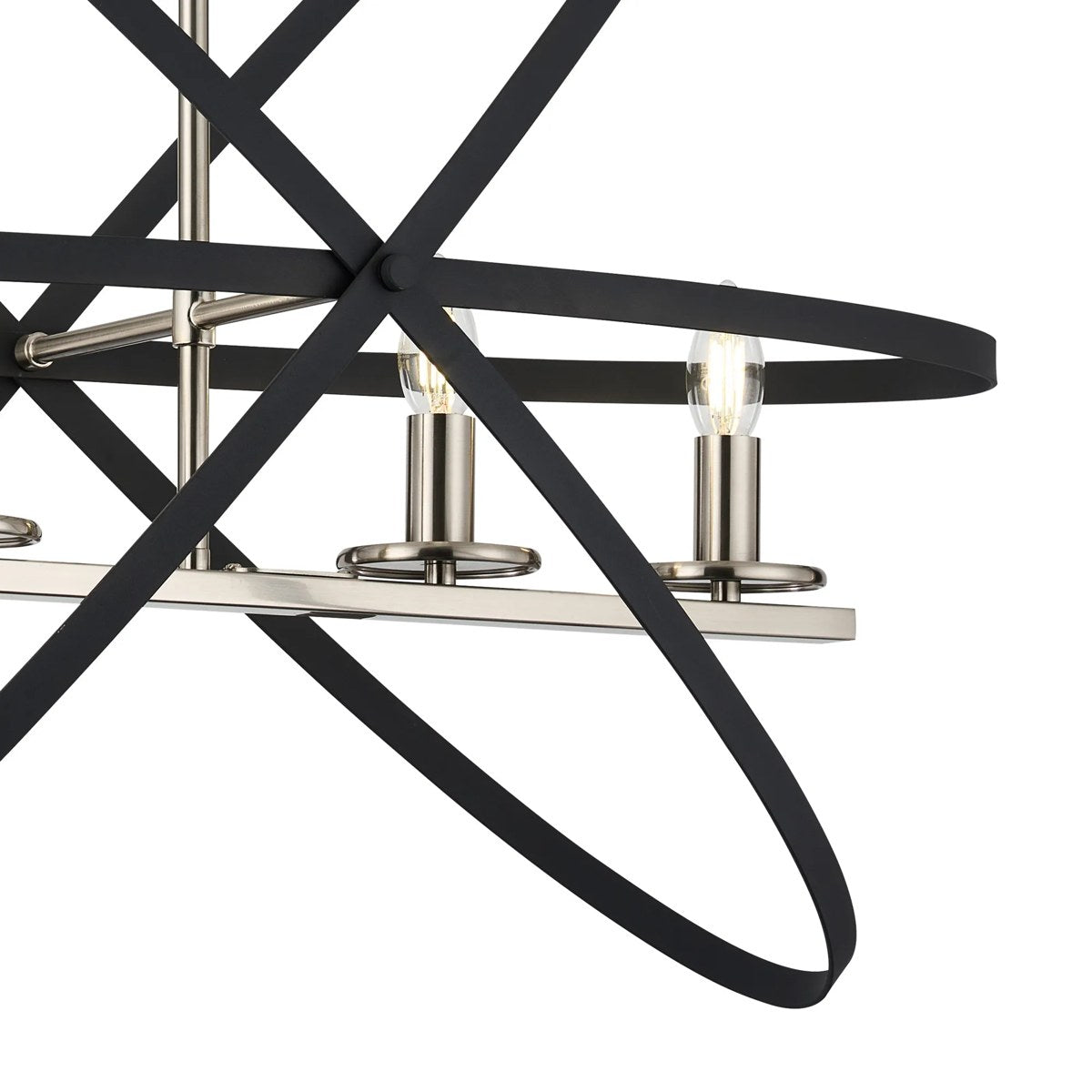 Regent Reims 4 Light Adjustable Rings Pendant 850mm - Satin Nickel / Anthracite