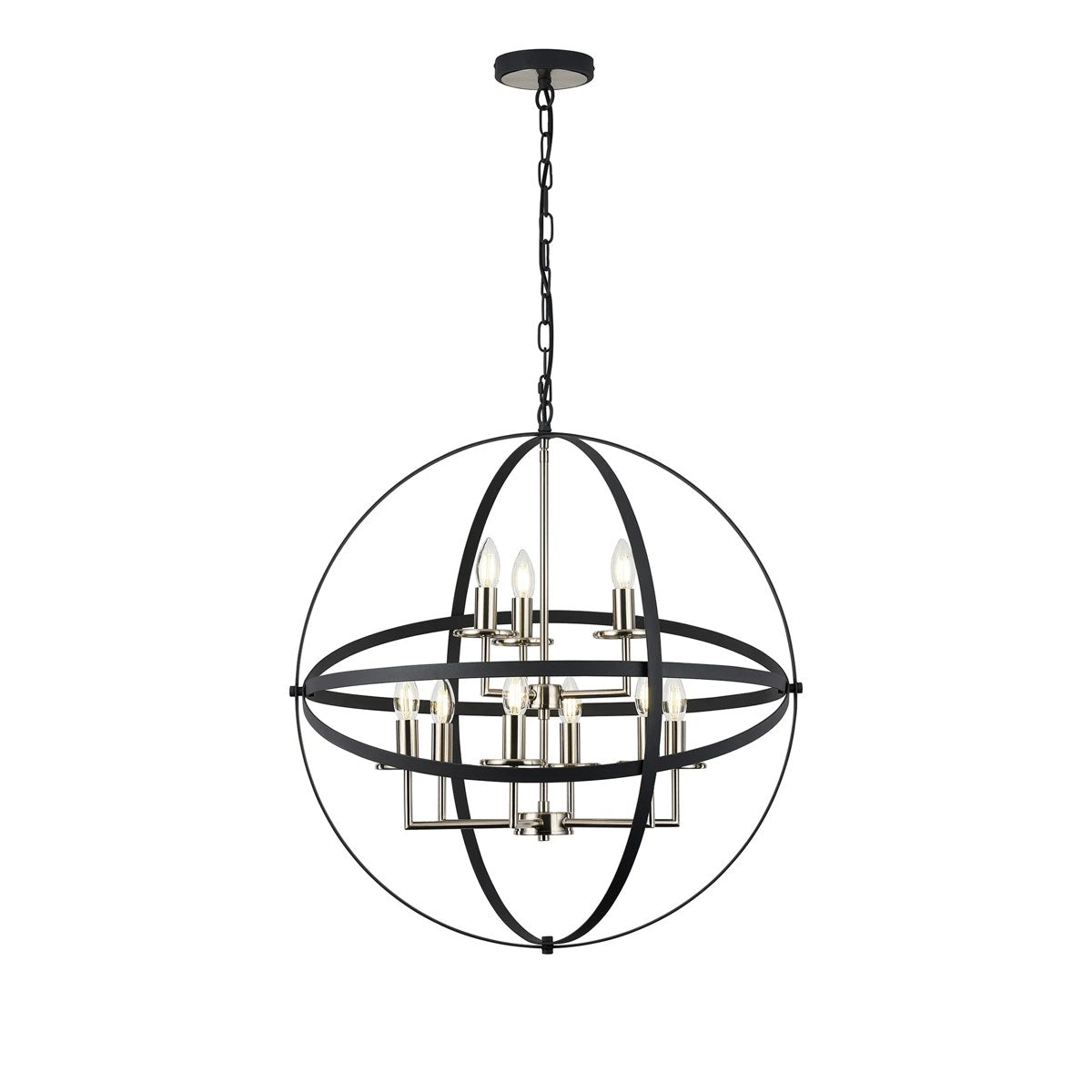 Regent Reims 9 Light 710mm Adjustable Rings Pendant Light - Satin Nickel / Anthracite