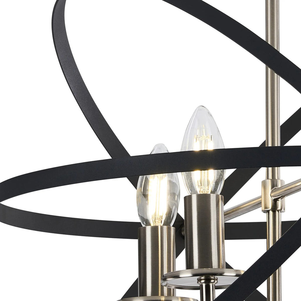 Regent Reims 4 Light 460mm Adjustable Rings Semi Flush Ceiling Light - Satin Nickel / Anthracite