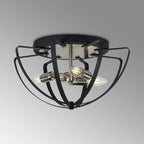 Regent Reims 3 Light 400mm E14 Flush Ceiling Light - Satin Nickel / Anthracite