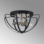 Regent Reims 3 Light 400mm E14 Flush Ceiling Light - Satin Nickel / Anthracite