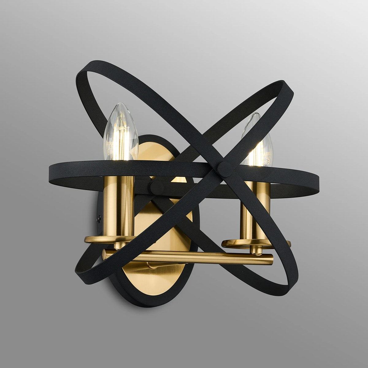 Regent Reims 2 Light Adjustable Rings Wall Light 300mm - Gold / Black