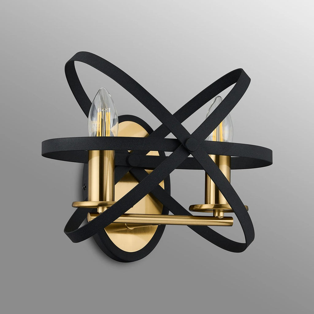 Regent Reims 2 Light Adjustable Rings Wall Light 300mm - Gold / Black