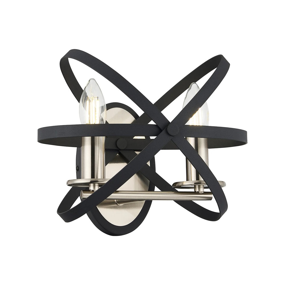 Regent Reims 2 Light Adjustable Rings Wall Light 300mm - Satin Nickel / Anthracite