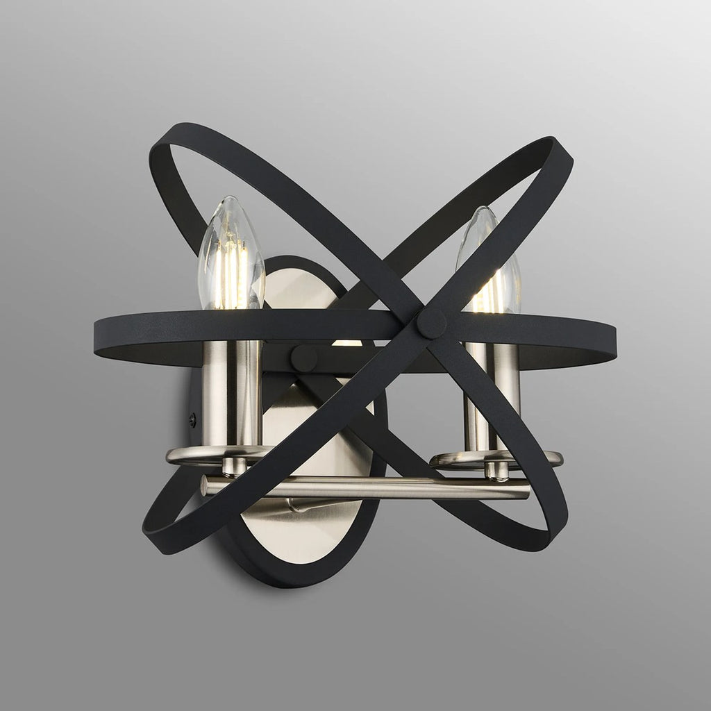 Regent Reims 2 Light Adjustable Rings Wall Light 300mm - Satin Nickel / Anthracite