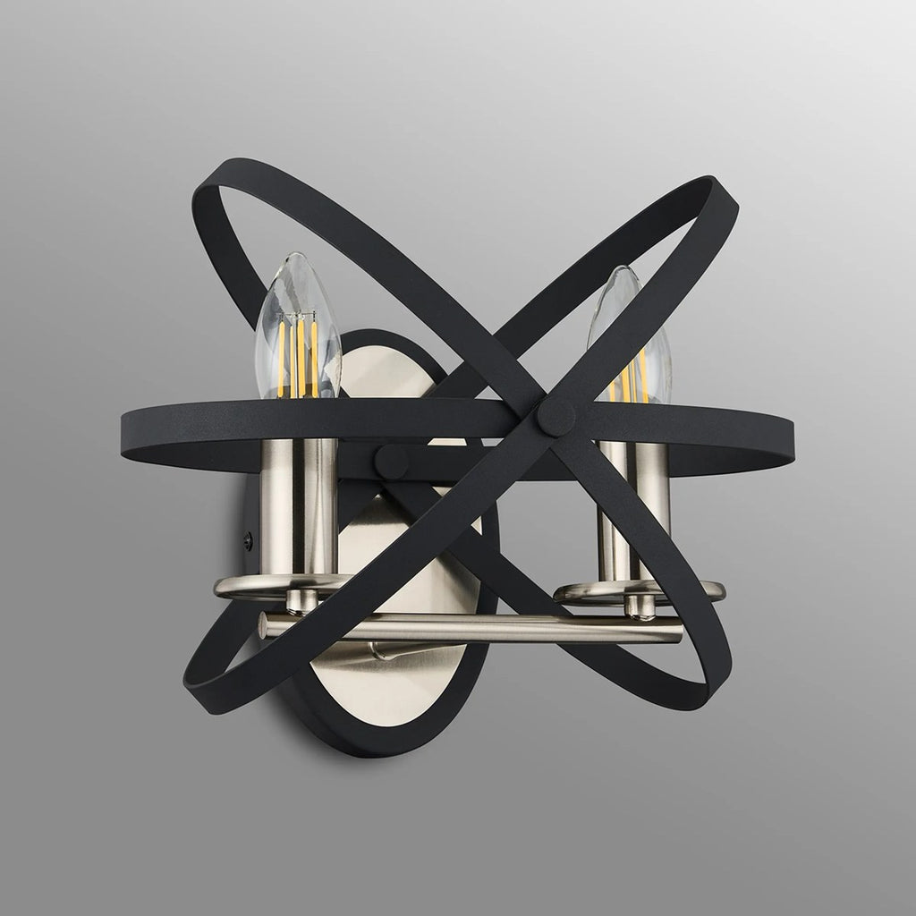 Regent Reims 2 Light Adjustable Rings Wall Light 300mm - Satin Nickel / Anthracite