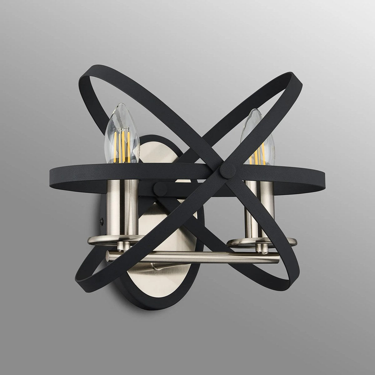 Regent Reims 2 Light Adjustable Rings Wall Light 300mm - Satin Nickel / Anthracite