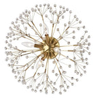 Hudson Valley Dunkirk Crystal Flush Ceiling Light in Aged Brass