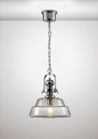 Diyas Reyna Medium Pendant Light in Polished Chrome with Clear Glass