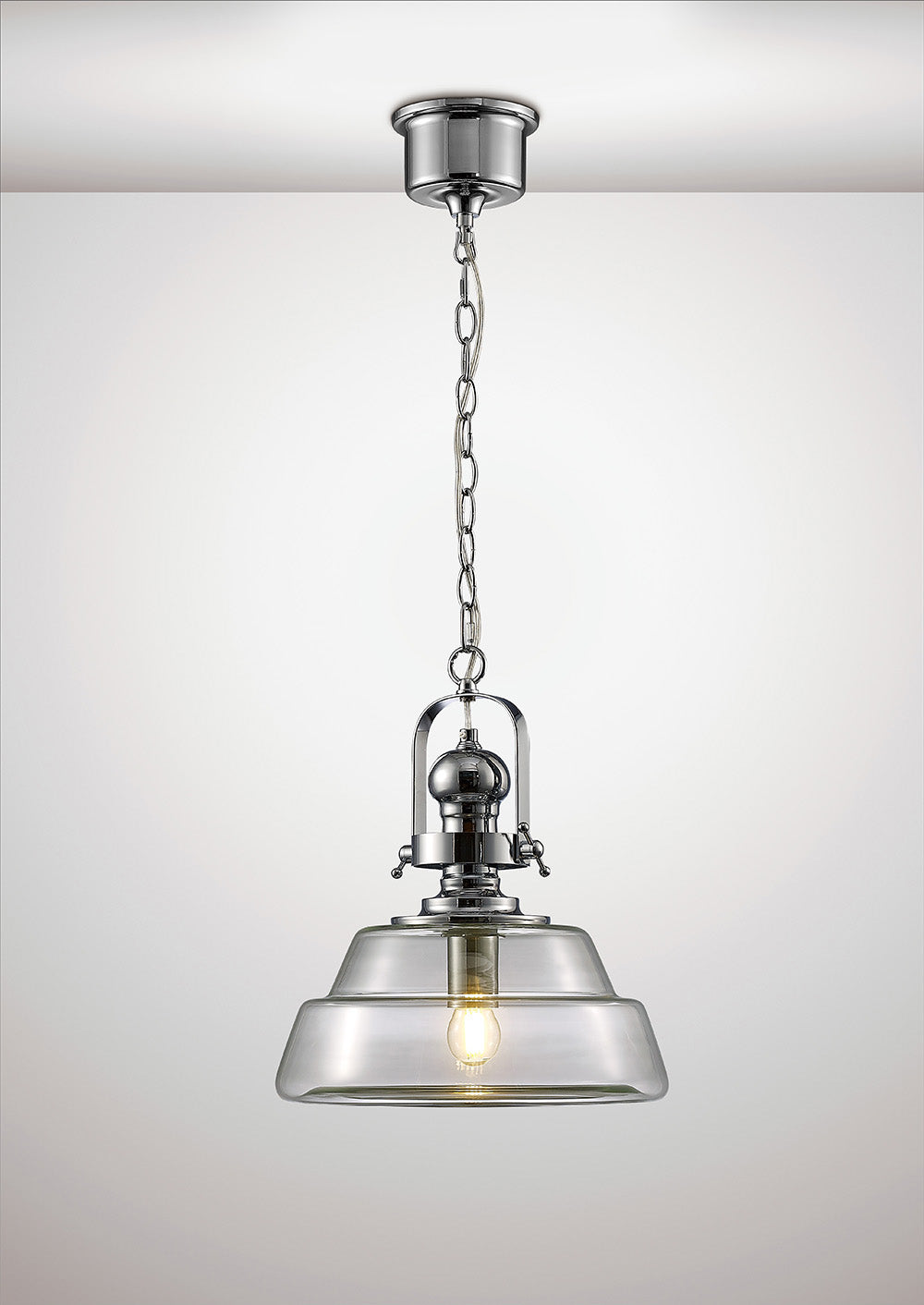 Diyas Reyna Medium Pendant Light in Polished Chrome with Clear Glass
