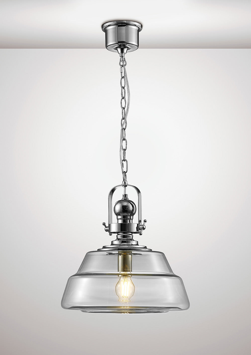 Diyas Reyna Large Pendant Light in Polished Chrome with Clear Glass
