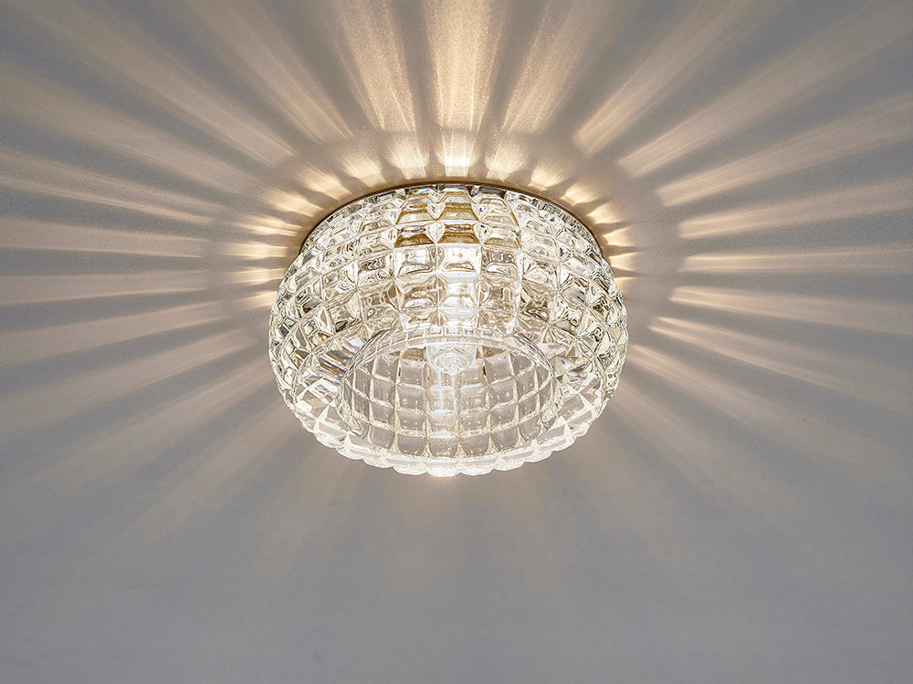 Diyas Ria Round Downlight in Polished Chrome with Crystal