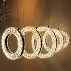 KES Olympic 500/9 LED Modern Crystal 5 Ring Ceiling Pendant Chrome Dimmable