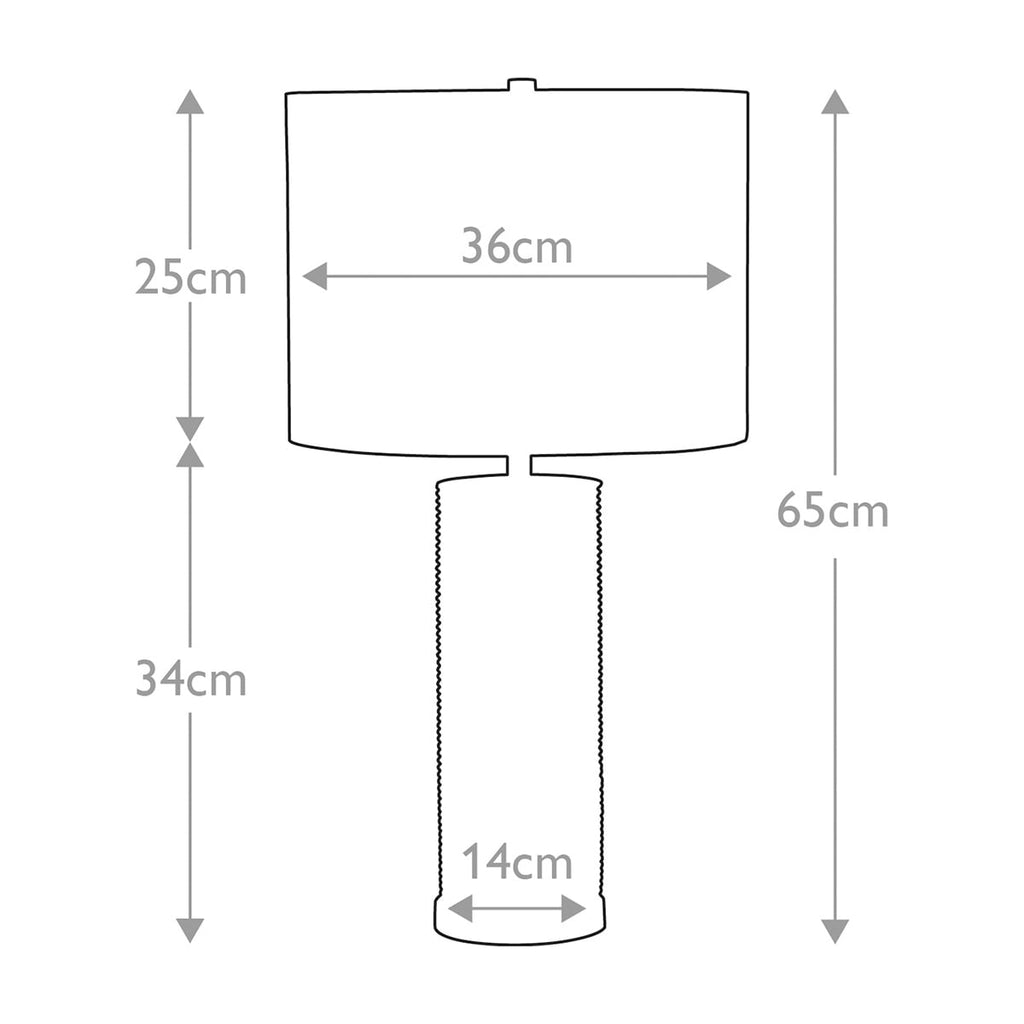 Elstead Ripple Table Lamp in White with Black Shade - dimensions