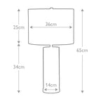 Elstead Ripple Table Lamp in White with Black Shade - dimensions