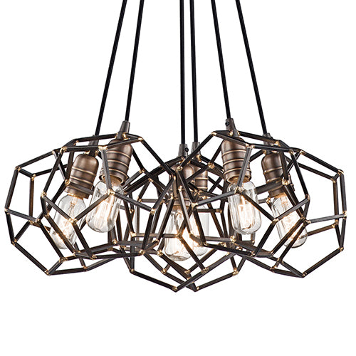 Kichler Rocklyn 6 Light Cluster Pendant Light in Raw Steel