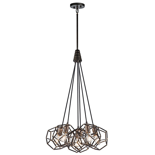 Kichler Rocklyn 6 Light Cluster Pendant Light in Raw Steel