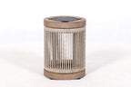 Rop and Strip 200lm Solar Table Lamp - Teak Duratek, Muscade Aluminium and Beige Woven Rope