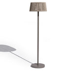 Rop and Strip 500lm Solar Lamppost 175 cm - Teak Duratek, Muscade Aluminium and Beige Woven Rope with Granite Base