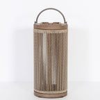 Rop and Strip 500lm Solar Lantern 40 cm - Teak Duratek, Muscade Aluminium and Beige Woven Rope