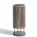 Rop and Strip 500lm Solar Lantern 58 cm - Teak Duratek, Muscade Aluminium and Beige Woven Rope with Granite Base