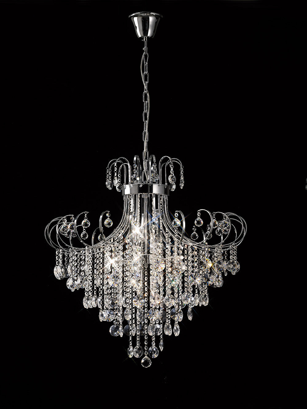 Diyas Rosina 8 Light Pendant Light in Polished Chrome with Crystal