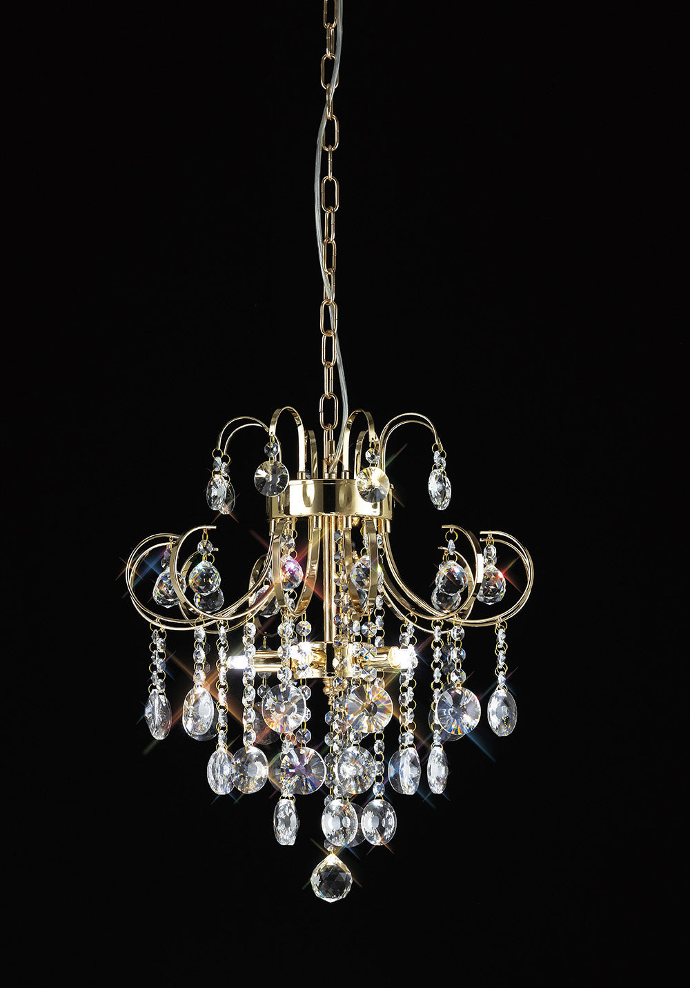 Diyas Rosina 5 Light Pendant Light in French Gold with Crystal