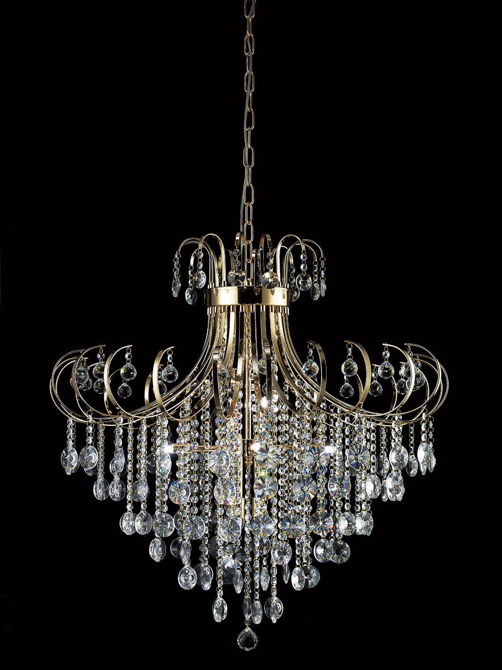 Diyas Rosina 8 Light Pendant Light in French Gold with Crystal