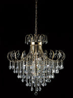 Diyas Rosina 8 Light Pendant Light in French Gold with Crystal