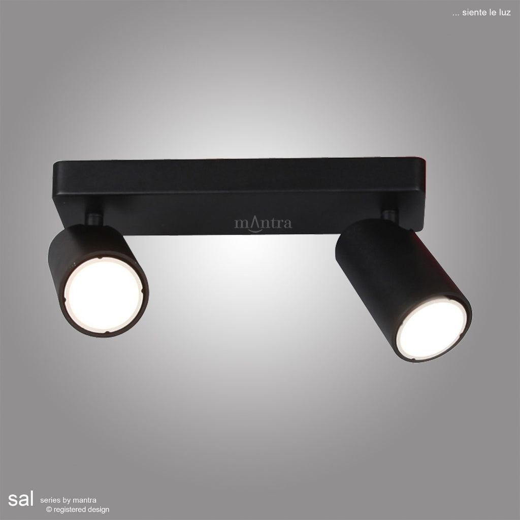 Mantra Sal Linear Twin 2 Light Spotlight GU10 Matt Black