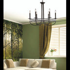 Diyas Saskia 6 Light Round Pendant Light in Aged Bronze with Crystal