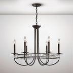 Diyas Saskia 6 Light Round Pendant Light in Aged Bronze with Crystal