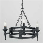 Elstead Saxon 3 Light Ceiling Light in Hand Painted Black Ironwork