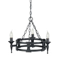 Elstead Saxon 3 Light Ceiling Light in Hand Painted Black Ironwork