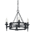 Elstead Saxon 3 Light Ceiling Light in Hand Painted Black Ironwork