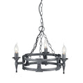 Elstead Saxon 3 Light Pendant Light in Black Silver Ironwork