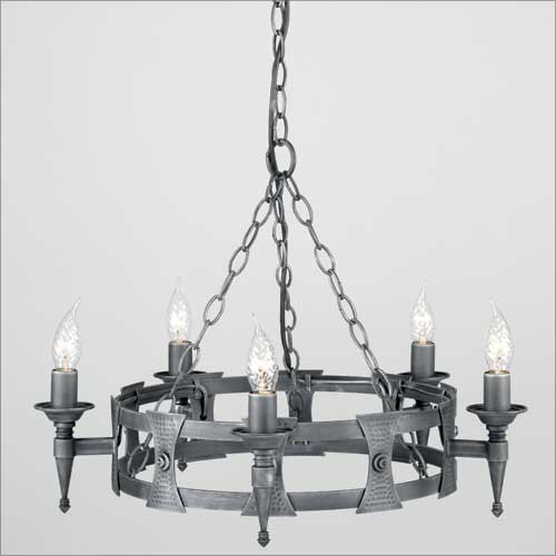 Elstead Saxon 5 Light Ceiling Light in Black and Silver