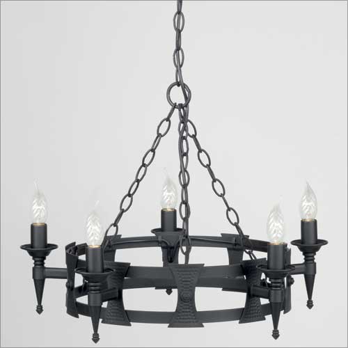 Elstead Saxon 5 Light Ceiling Light in Hand Painted Black
