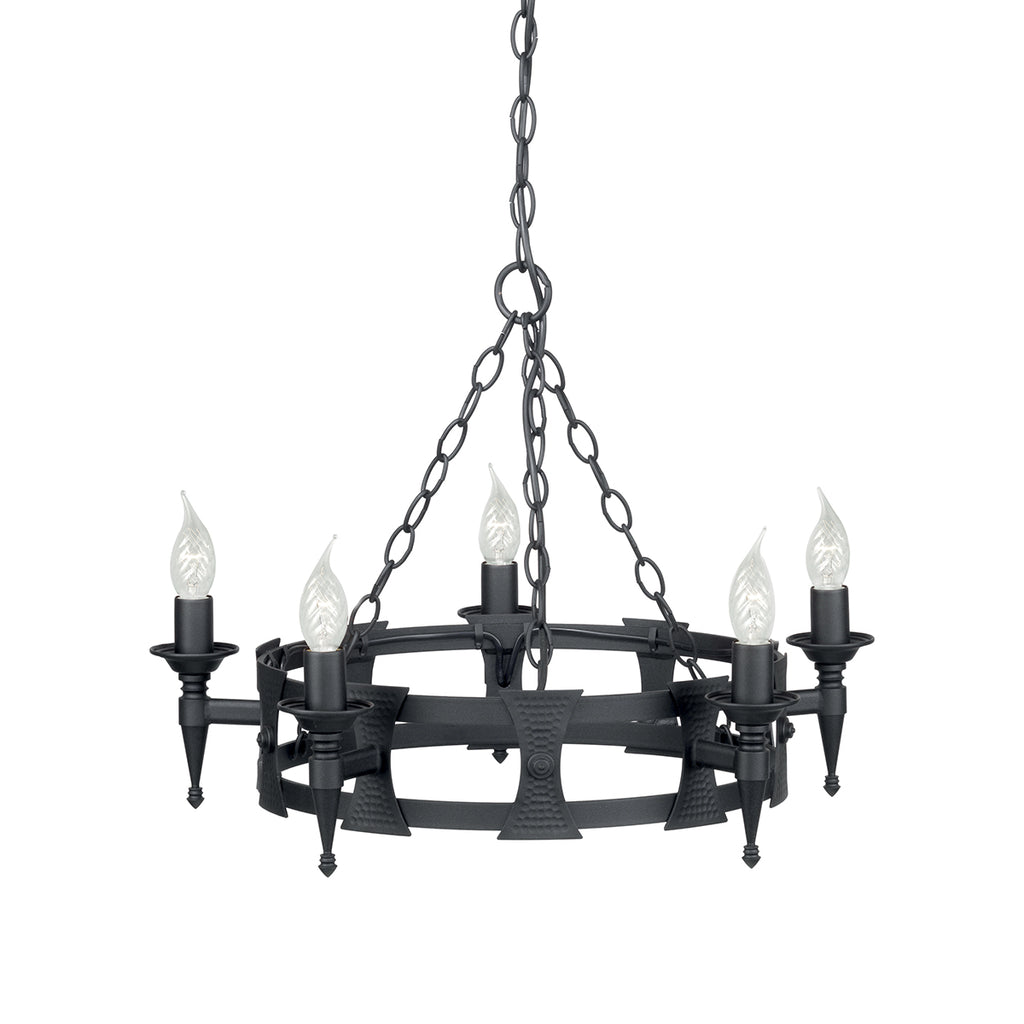 Elstead Saxon 5 Light Ceiling Light in Hand Painted Black