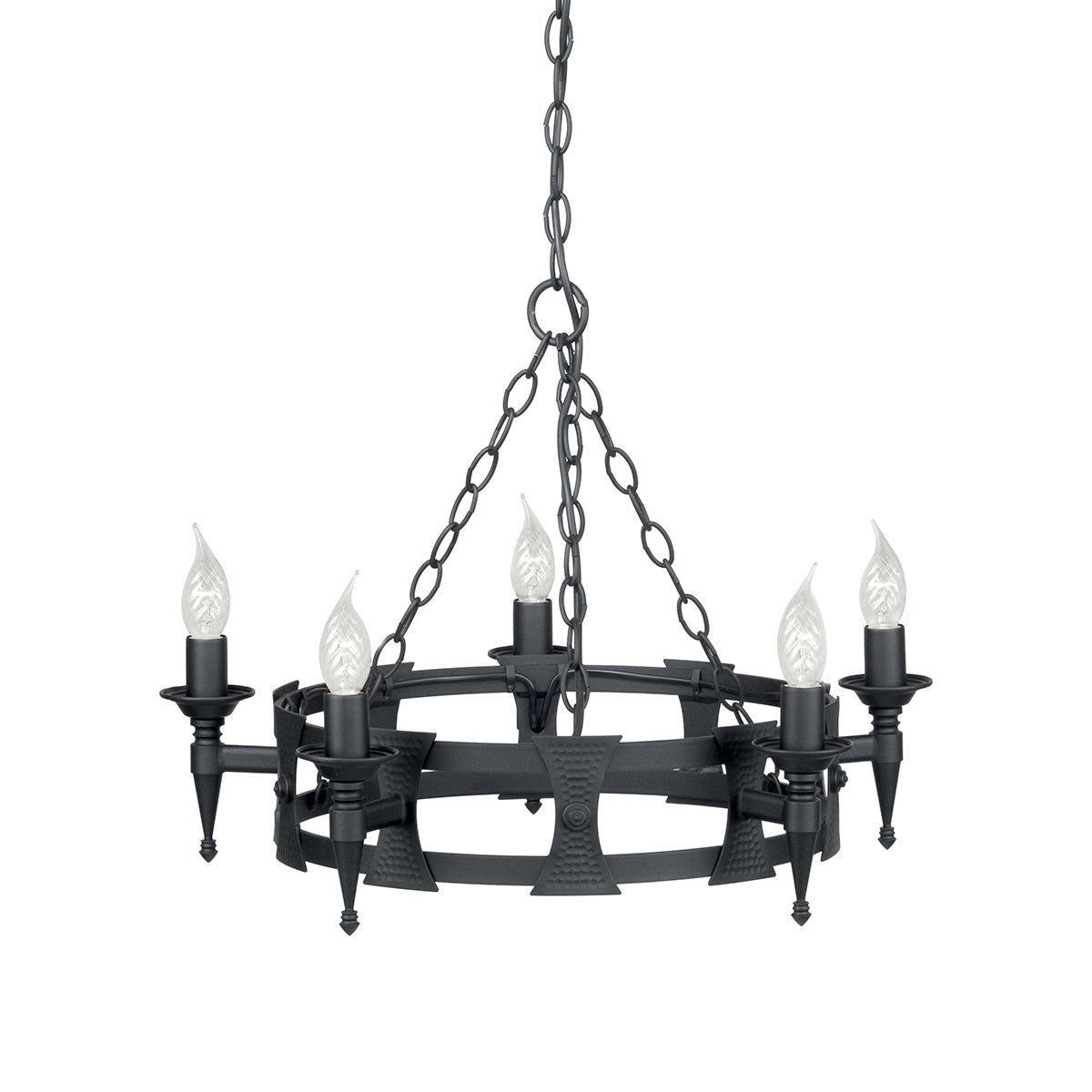 Elstead Saxon 5 Light Ceiling Light in Hand Painted Black
