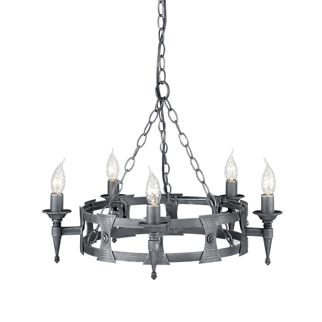 Elstead Saxon 5 Light Ceiling Light in Black and Silver