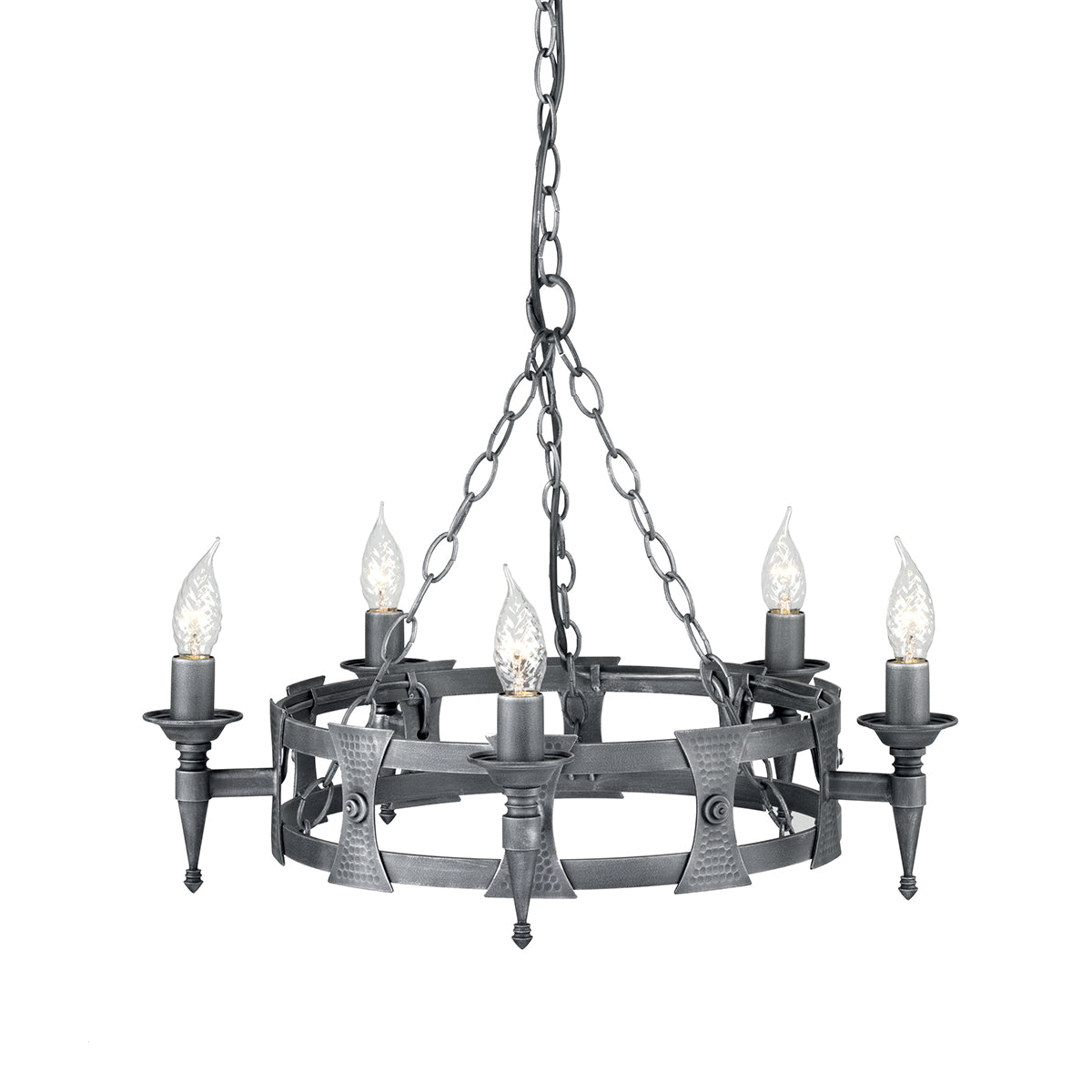 Elstead Saxon 5 Light Ceiling Light in Black and Silver